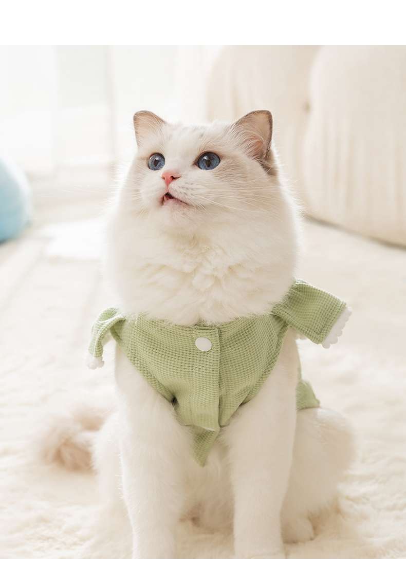 猫服  洋服 | 猫用フリル付きライトグリーンワンピース