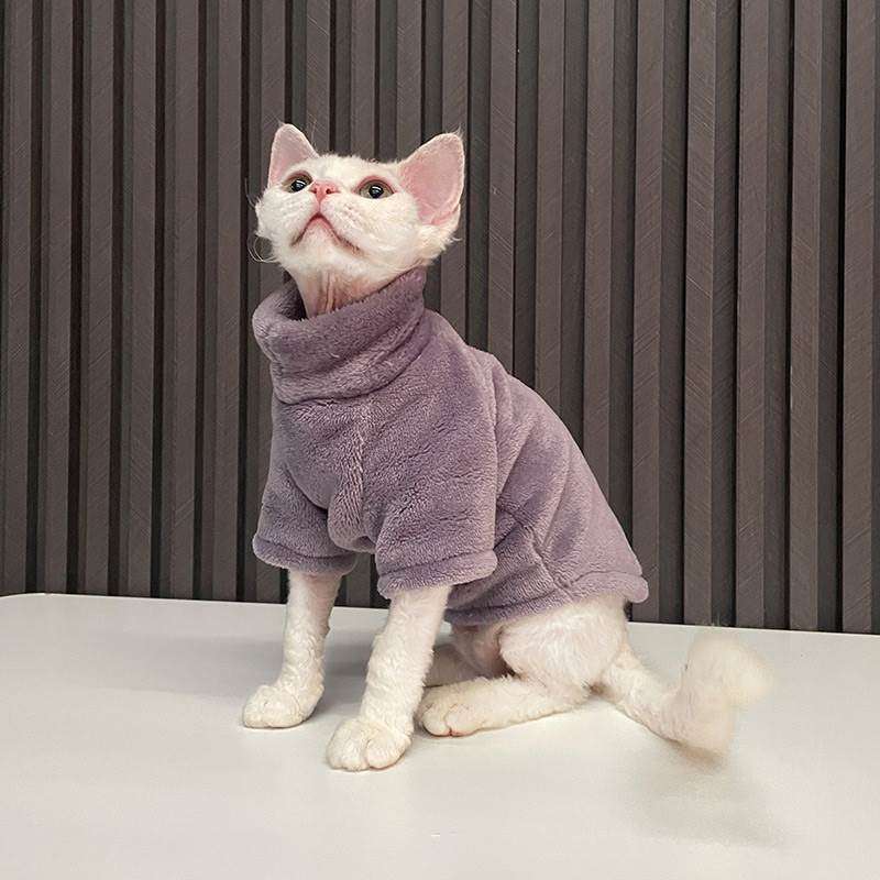猫服  防寒服 | もこもこ猫用タートルネック防寒ウェア