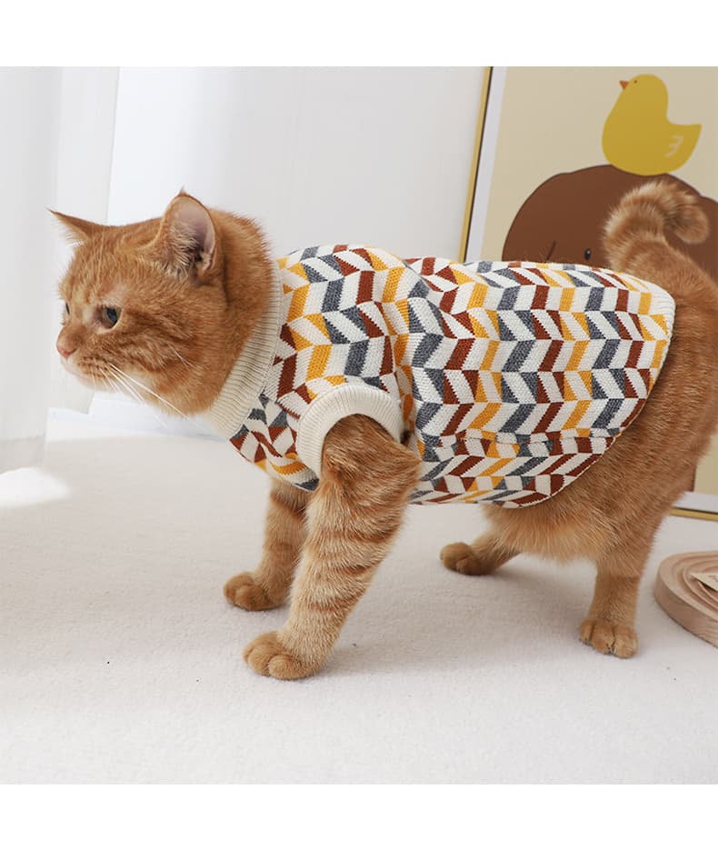 編み込みニット猫用洋服