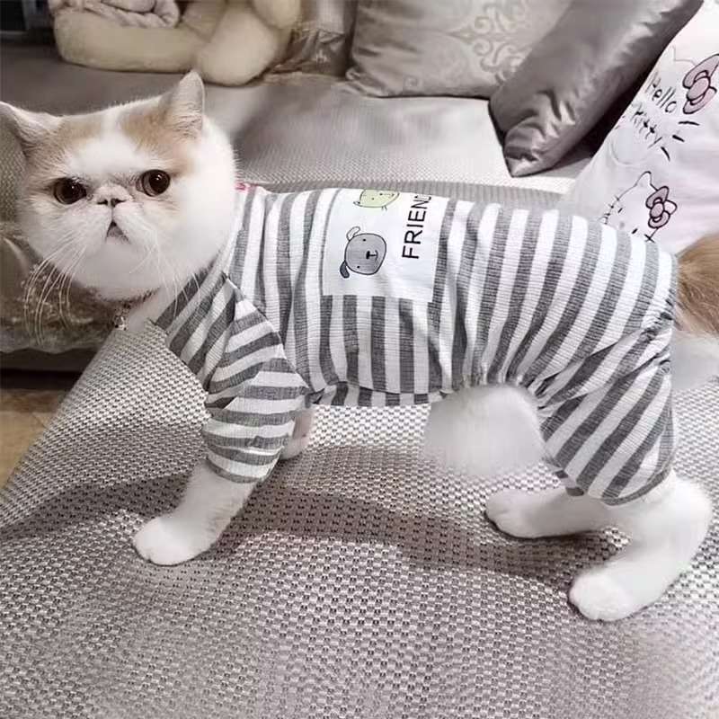 猫服  洋服 | ねこちゃん用ボーダーロンパース