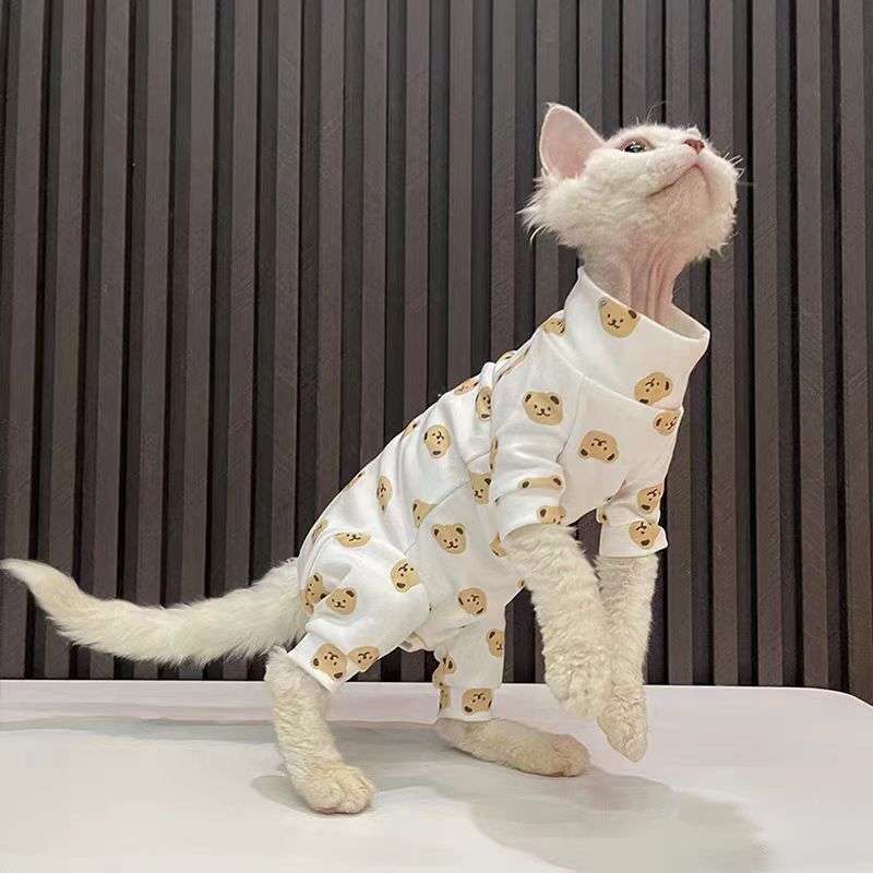 猫服  洋服 | くまさん柄のネコちゃん用オールインワン