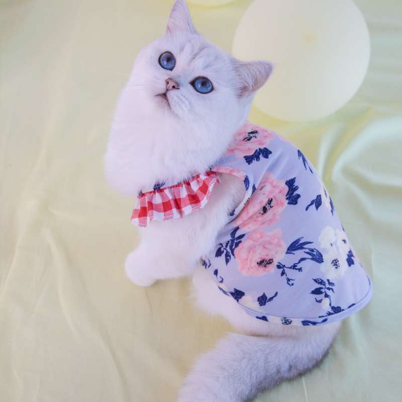 猫服  洋服 | 花柄ワンピース風猫用ベスト