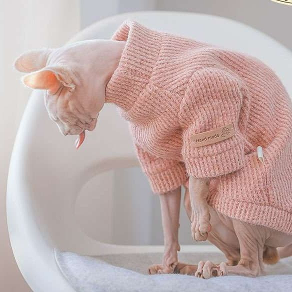 猫服  スフィンクス | スフィンクスの暖かピンクニットセーター