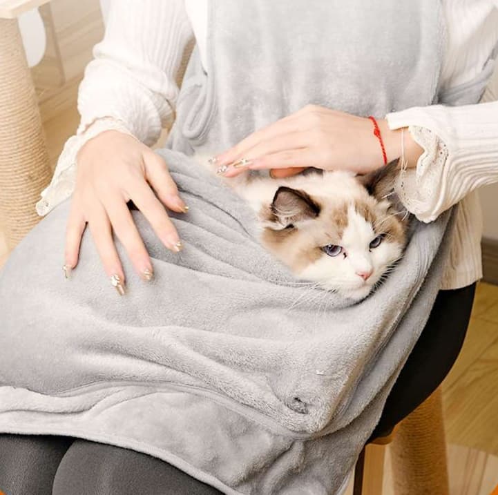 猫服  抱っこ服 | 猫専用ポケット付きあったかガウン