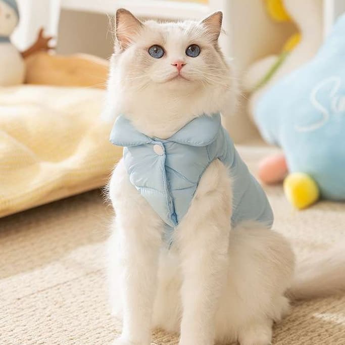 猫服  防寒服 | ふわもこ猫用術後服ベスト