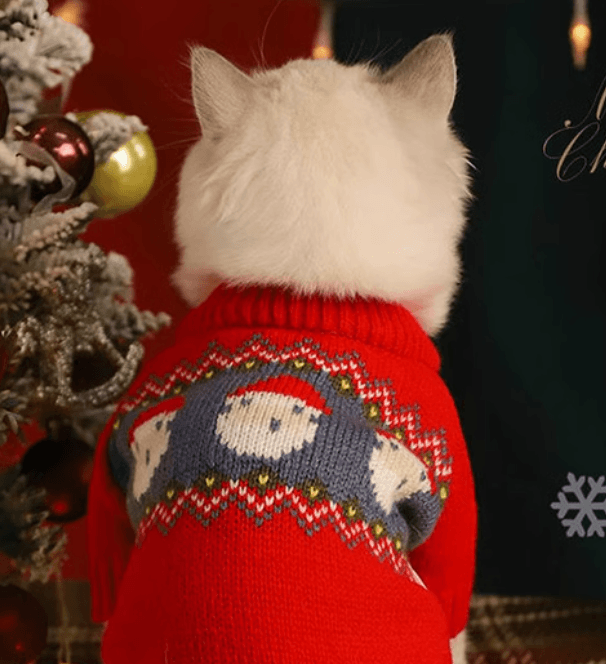猫服  防寒服 | サンタデザイン猫用クリスマスセーター