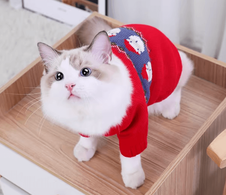 猫服  防寒服 | サンタデザイン猫用クリスマスセーター