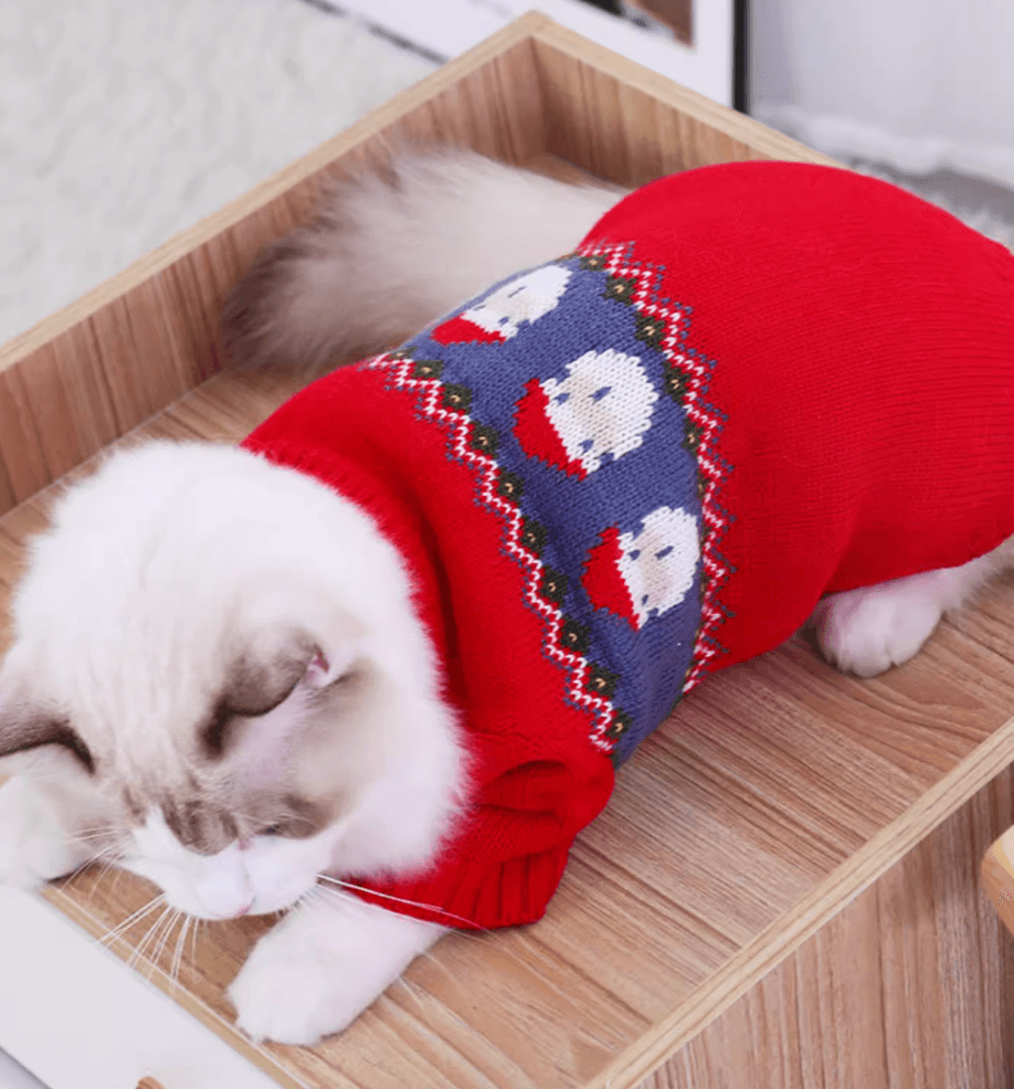猫服  防寒服 | サンタデザイン猫用クリスマスセーター