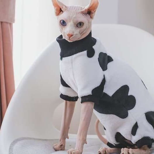 猫服  防寒服 | ふわもこ牛柄キャットウェア