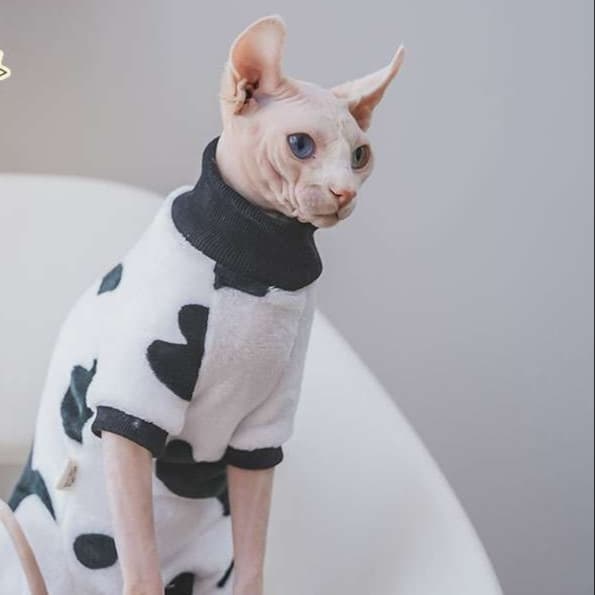 猫服  防寒服 | ふわもこ牛柄キャットウェア