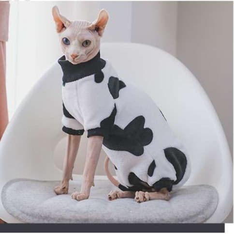 猫服  防寒服 | ふわもこ牛柄キャットウェア