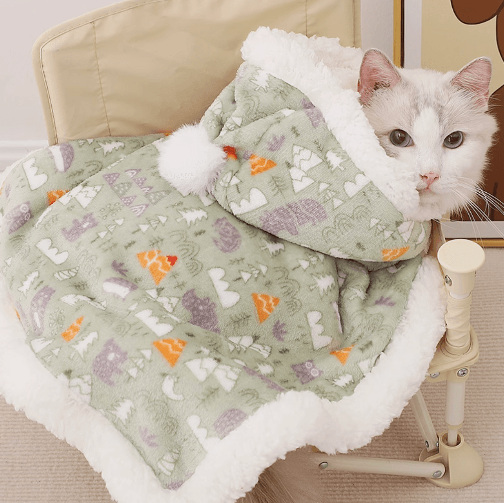 猫服  防寒服 | もこもこ猫ちゃん用ポンチョ型防寒ケープ