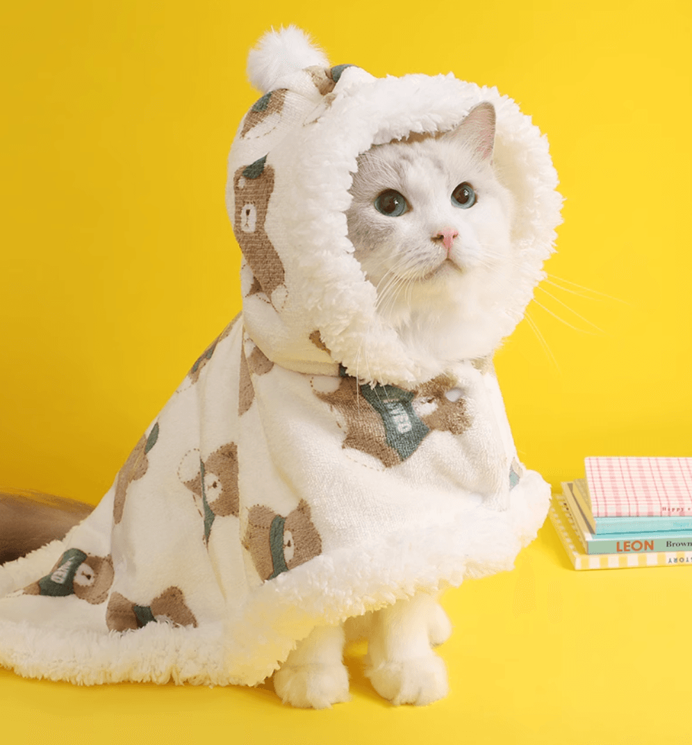 猫服  防寒服 | もこもこ猫ちゃん用ポンチョ型防寒ケープ