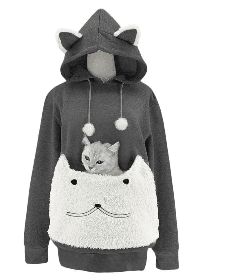 猫服  抱っこ服 | もふもふポケット付き猫抱っこパーカー