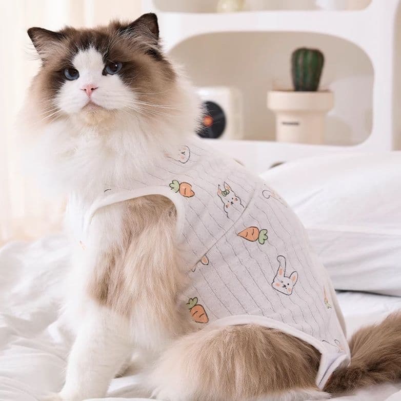猫服  うさぎとにんじんの優しい術後服