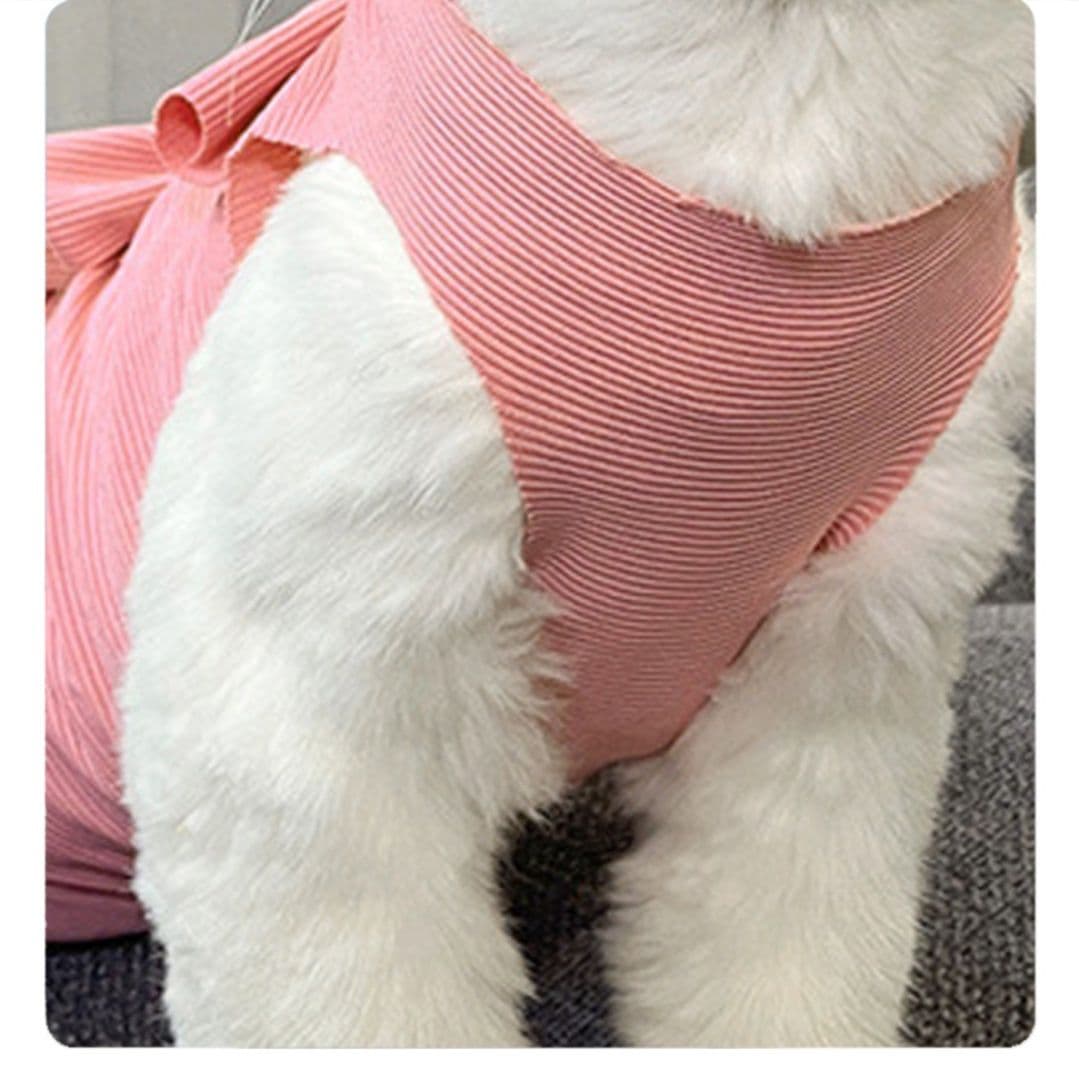 リボン結び式開閉らくらく猫用術後保護服