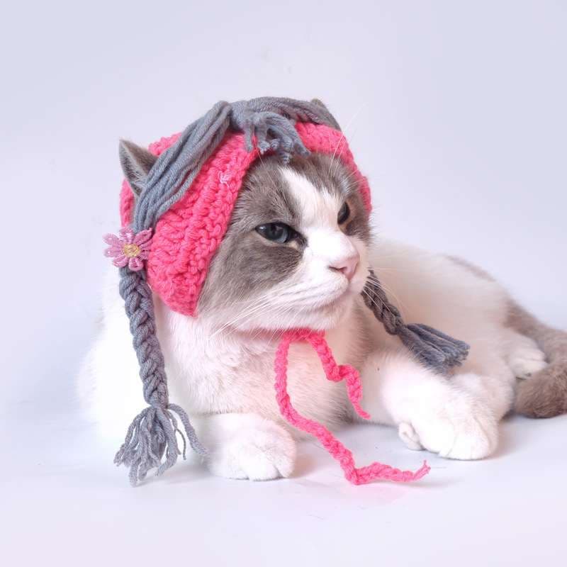 猫服  帽子 | ねこちゃんの三つ編みニット帽