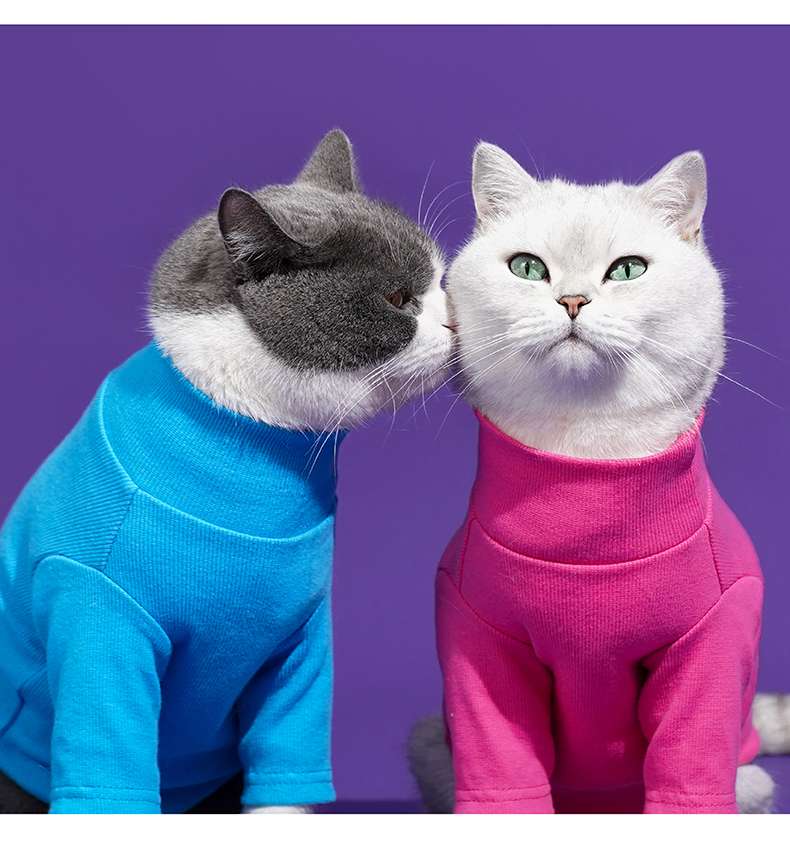 猫服  防寒服 | モコモコ猫ちゃん用タートルネックセーター