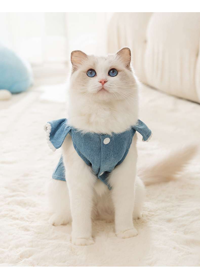 猫服  洋服 | 猫用フリル付きライトグリーンワンピース