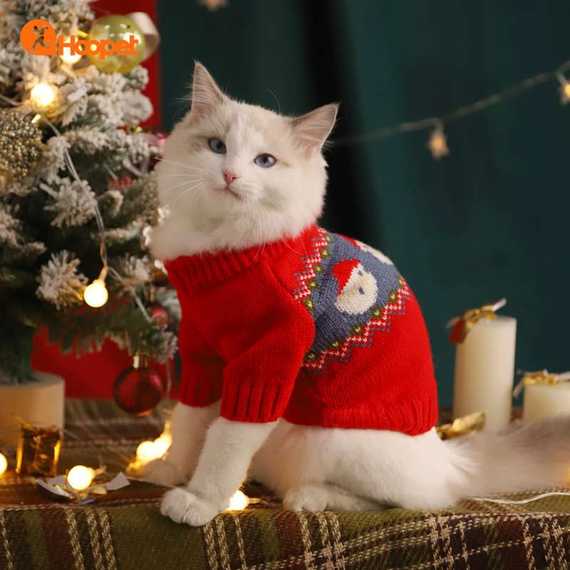 猫服  防寒服 | サンタデザイン猫用クリスマスセーター