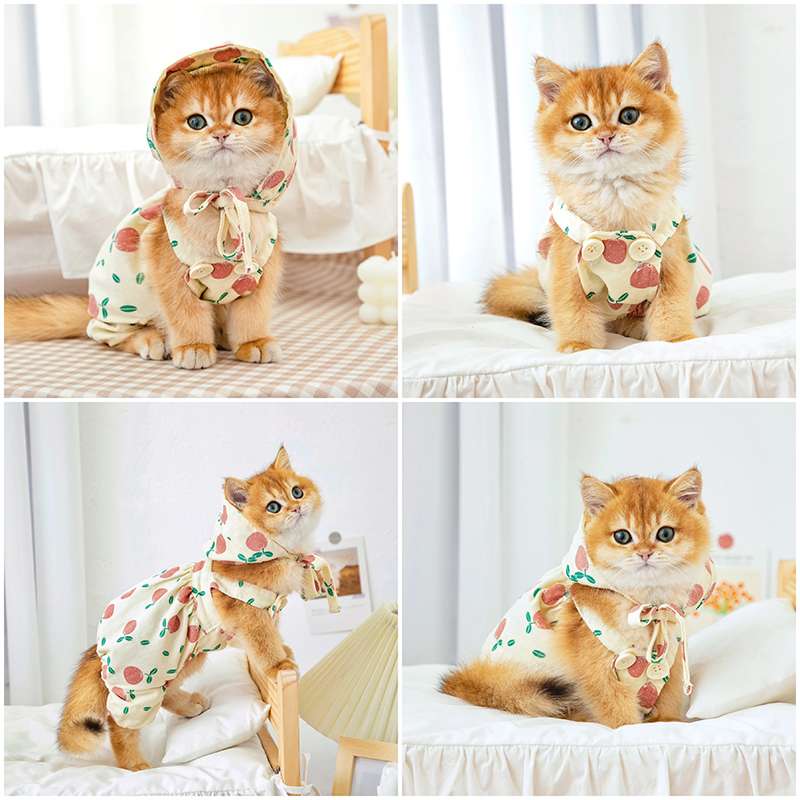 猫服  洋服 | ふわもこ果物柄ねこちゃんロンパース