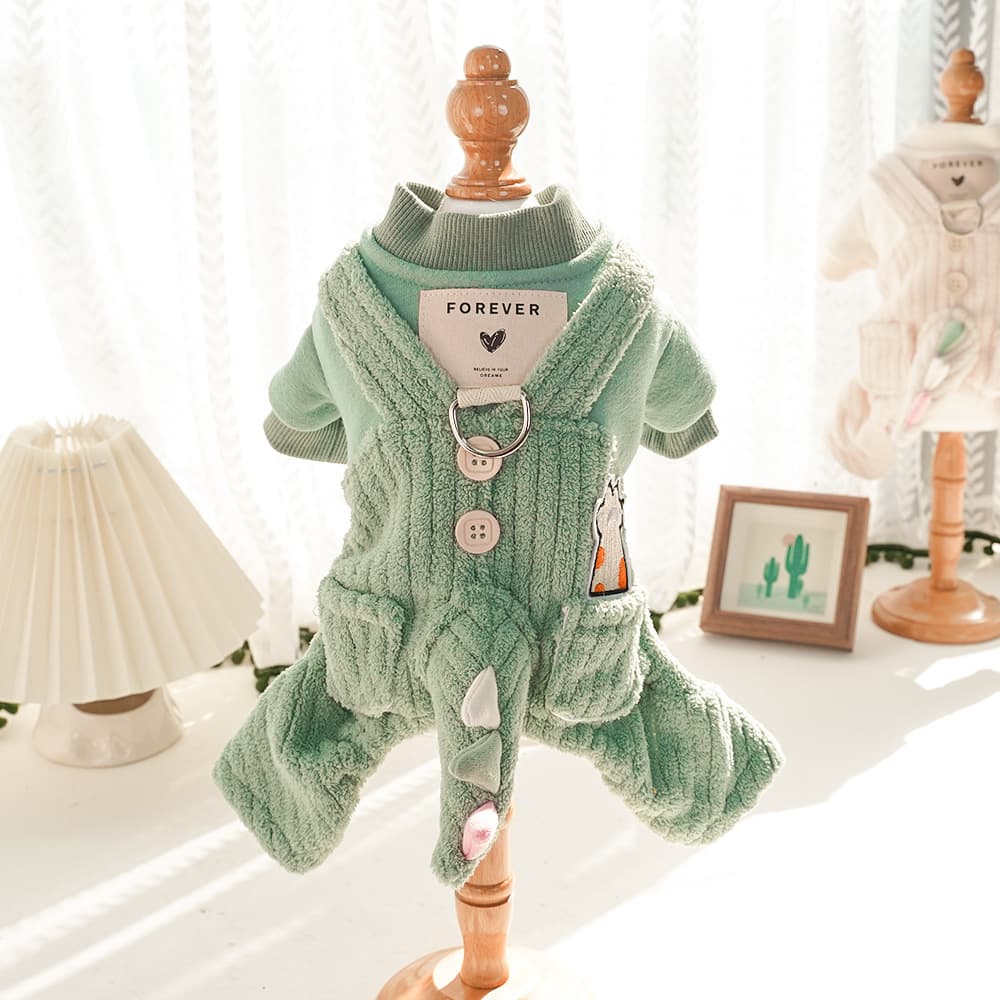 猫服 もこもこボア素材の可愛いつなぎ型防寒着