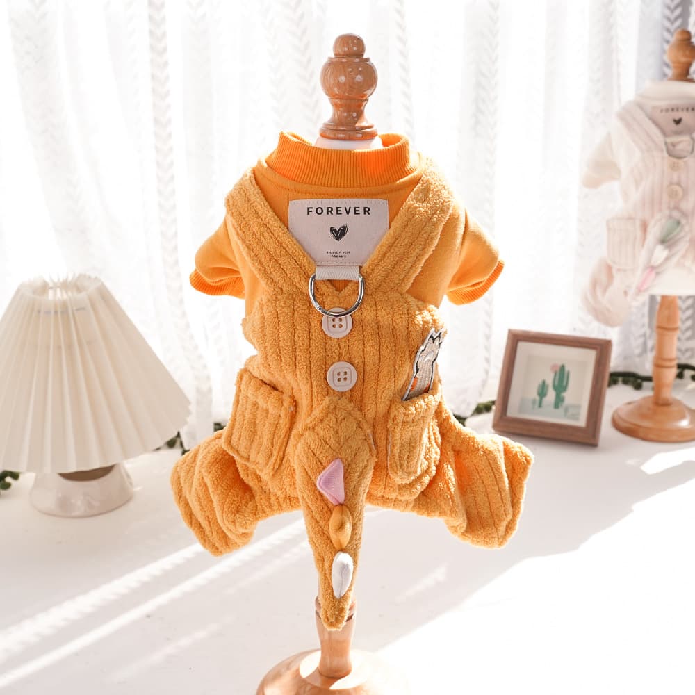 猫服 もこもこボア素材の可愛いつなぎ型防寒着