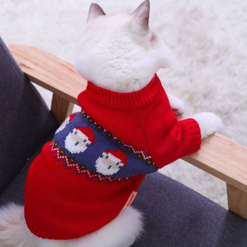 猫服  防寒服 | もこもこペット用クリスマスセーター