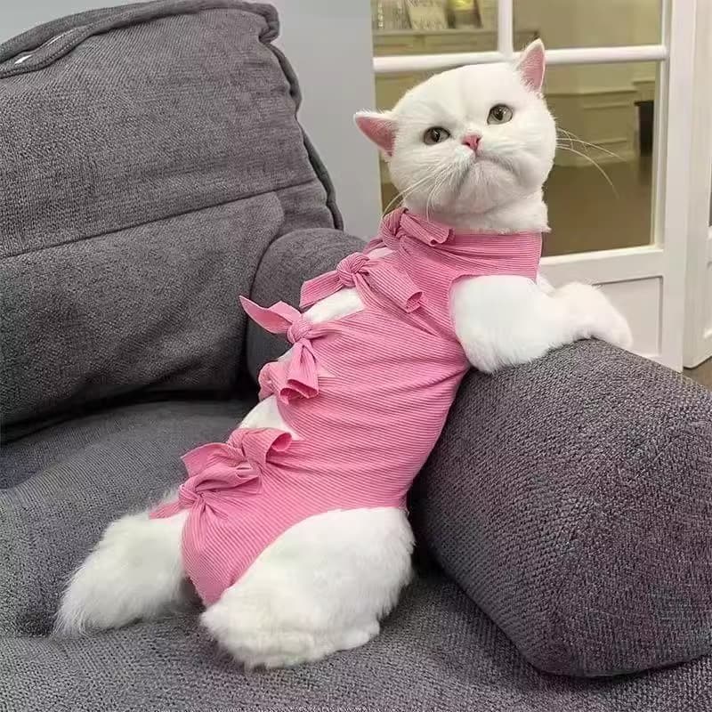 猫服  リボン結び術後ウェア