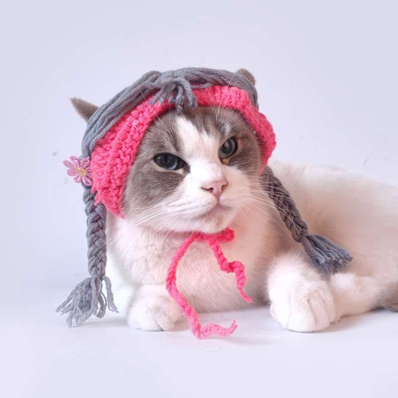 猫服  帽子 | ねこちゃんの三つ編みニット帽