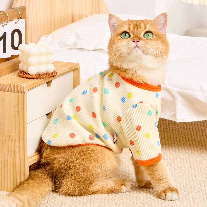 猫服  洋服 | ふわもこ水玉猫用パジャマ