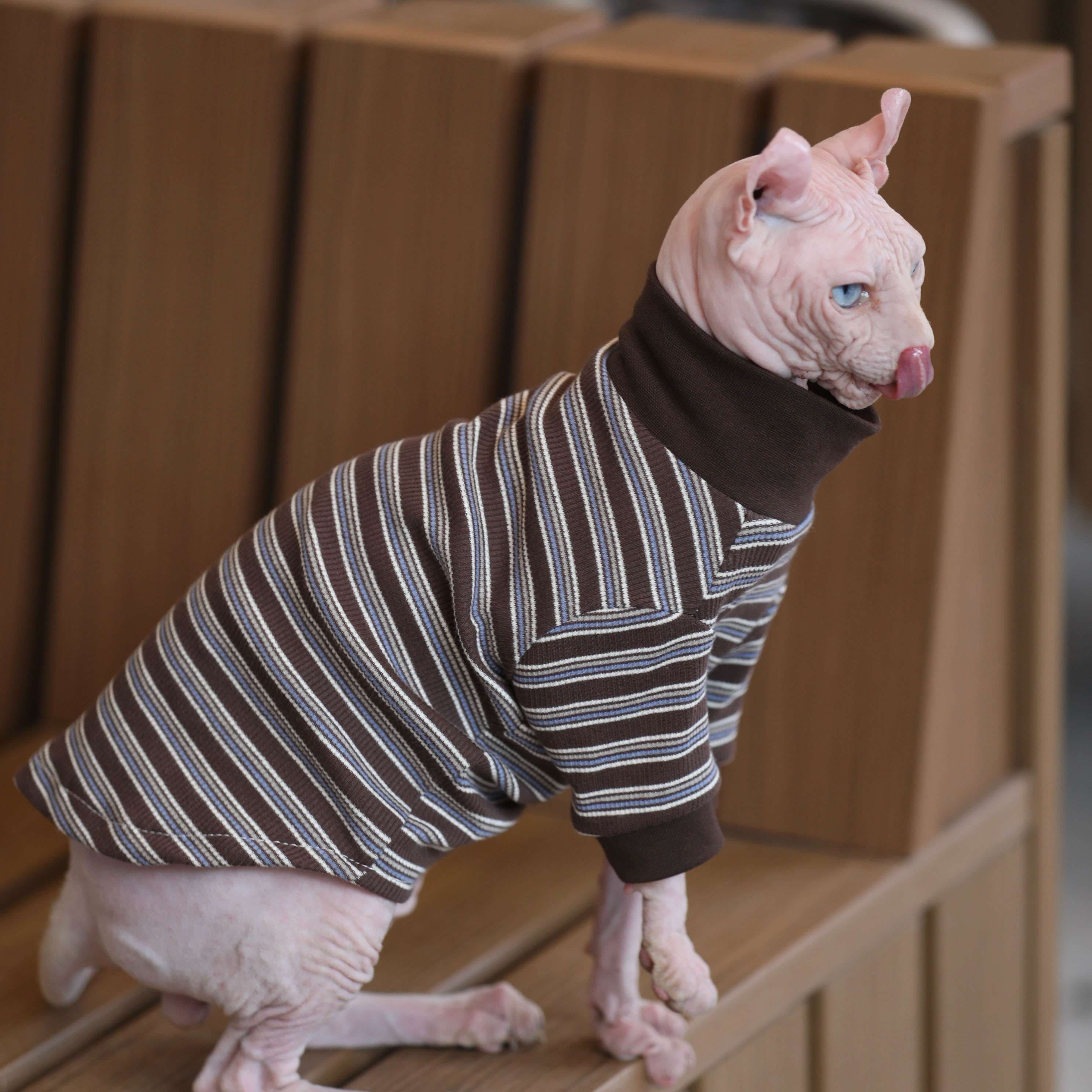 猫服  防寒服 | シャープボーダーの猫用セーター