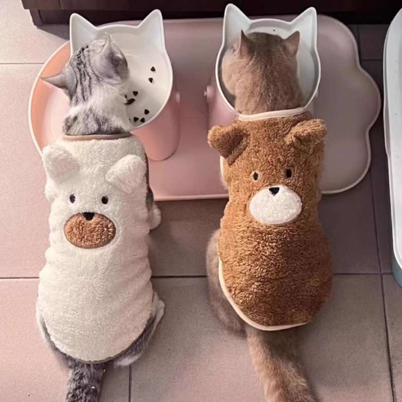 猫服  防寒服 | もこもこクマさん猫用パーカー