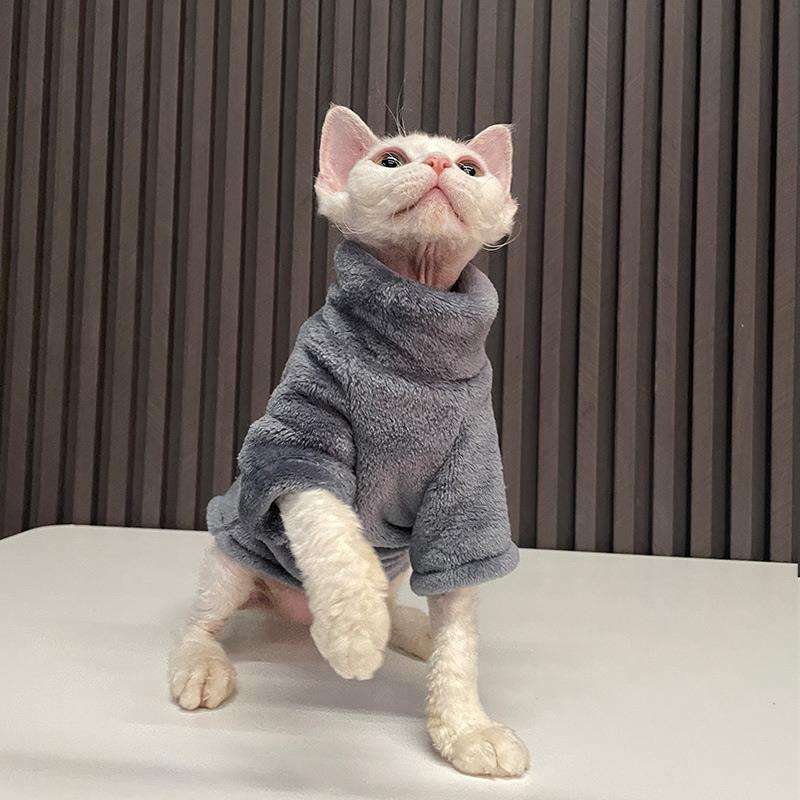猫服  防寒服 | もこもこ猫用タートルネック防寒ウェア