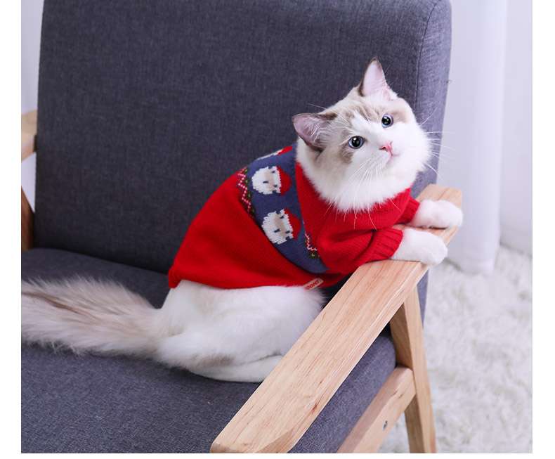 猫服  コスプレ | クリスマス柄猫用ニットセーター