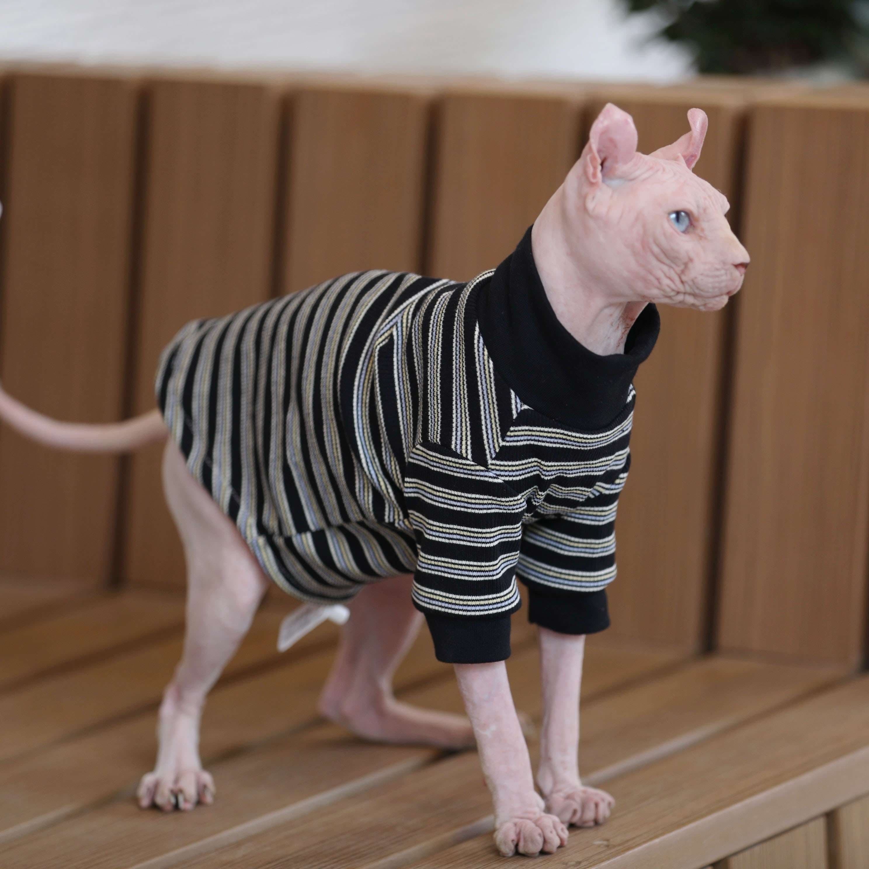 猫服  防寒服 | シャープボーダーの猫用セーター
