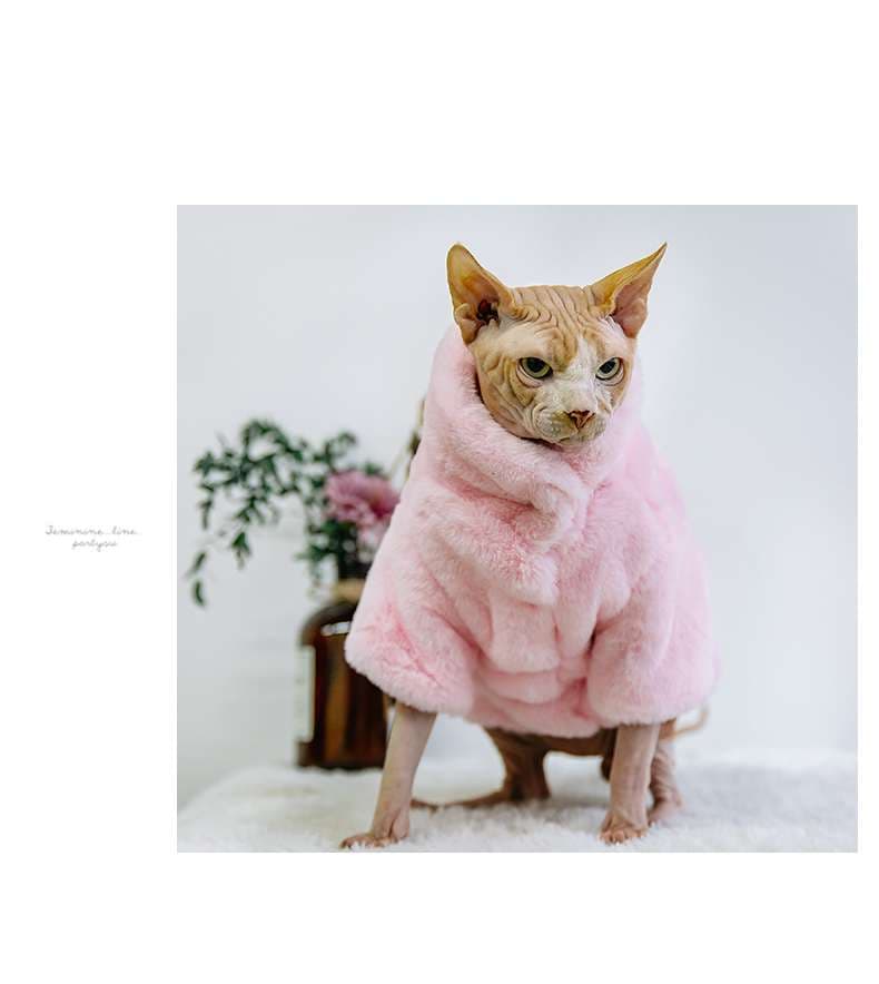 猫服  防寒服 | もこもこ猫ちゃんケープ 冬の防寒着