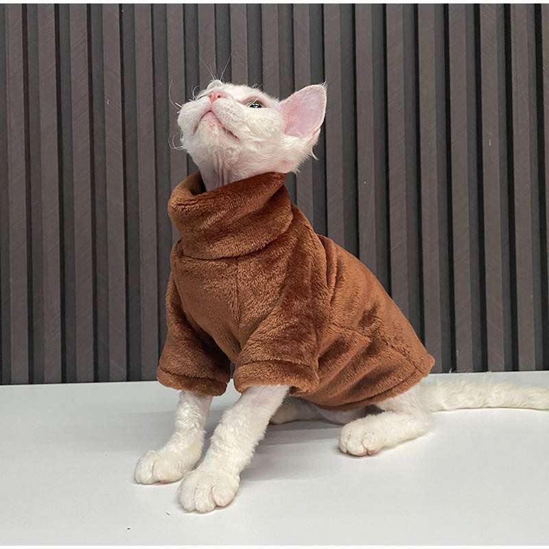 猫服  防寒服 | もこもこ猫用タートルネック防寒ウェア