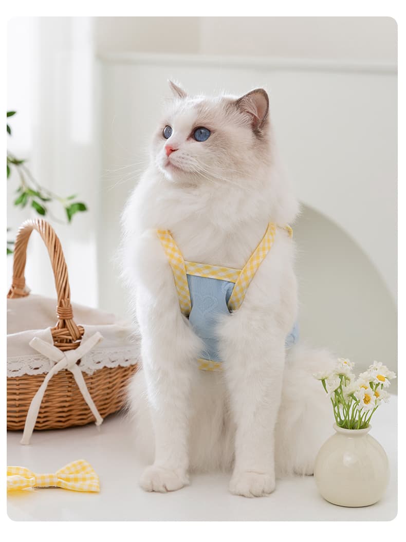 猫服  洋服 | ギンガムチェックリボン付き春待ちベスト