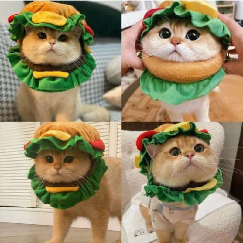 猫服  帽子 | ねこちゃん用ハンバーガーコスプレ