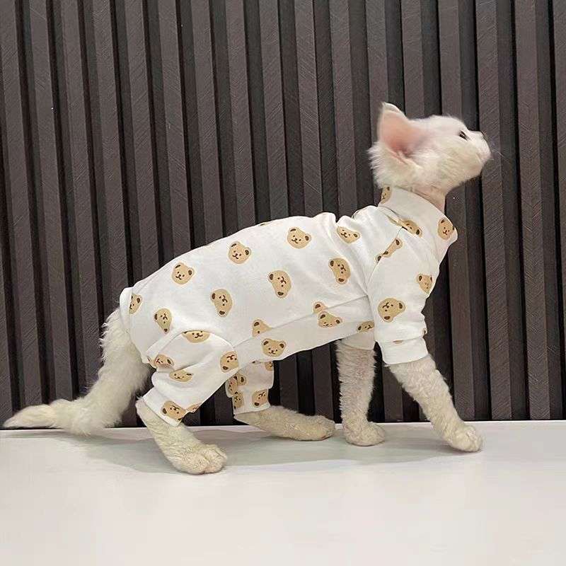 猫服  洋服 | くまさん柄のネコちゃん用オールインワン