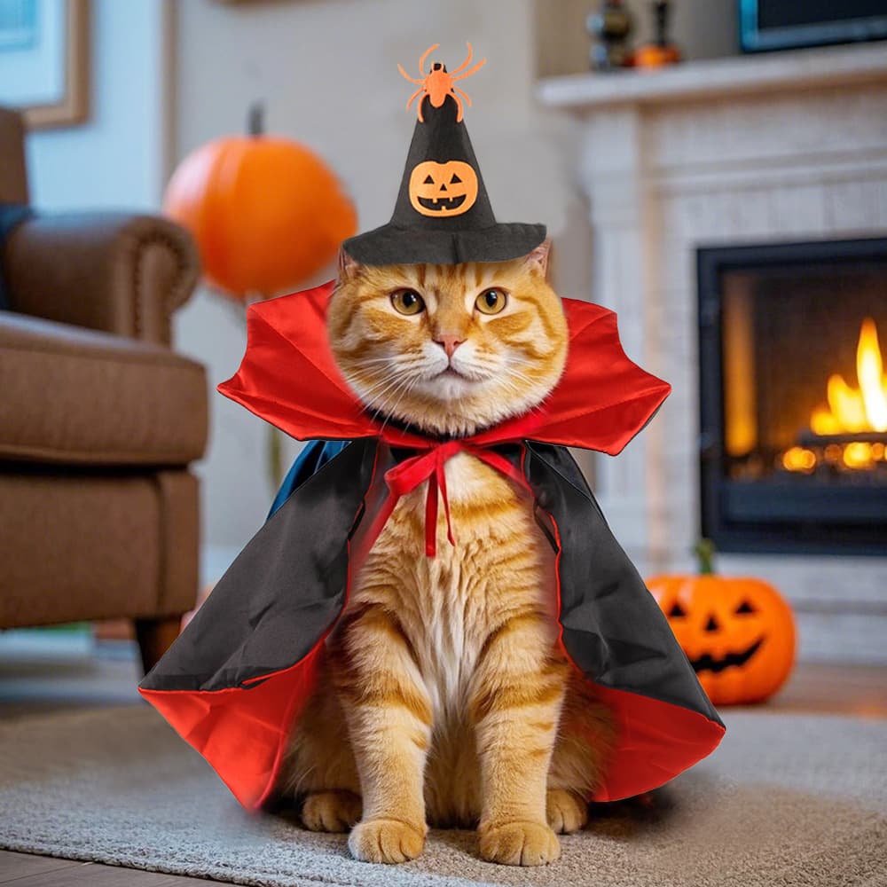 猫服  かぼちゃ魔法使い猫マント