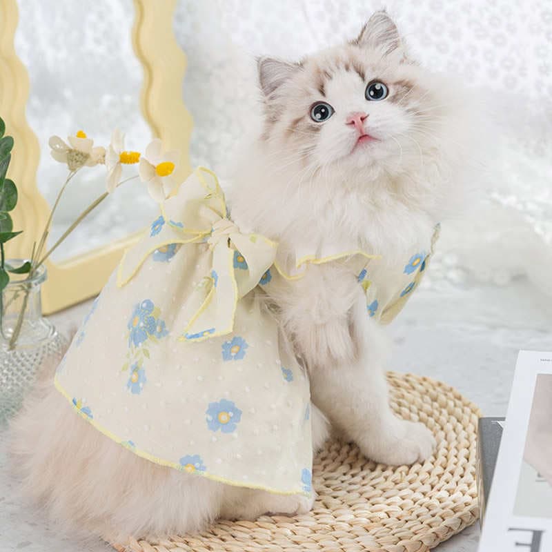 猫服  小花柄リボンワンピース