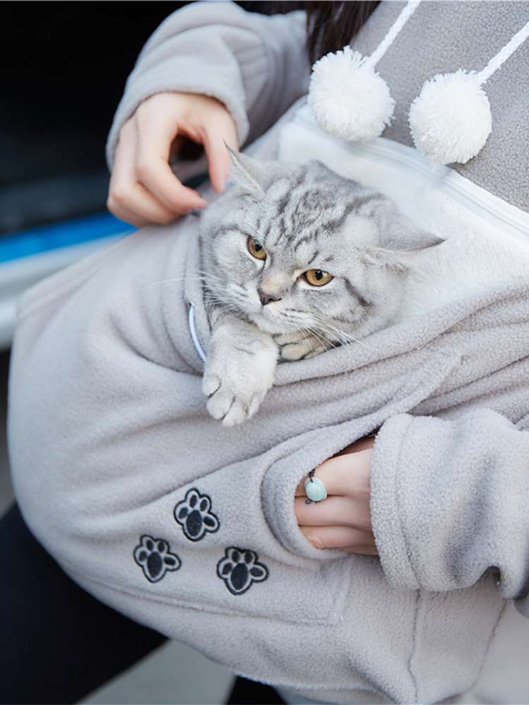 猫服  抱っこ服 | 愛猫とどこでも一緒！ポケット付おしゃれパーカー