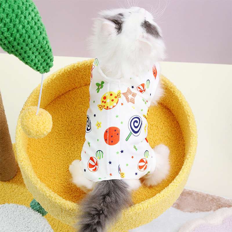 猫服  術後服 | ふわもこ猫ちゃん術後服キャンディ柄