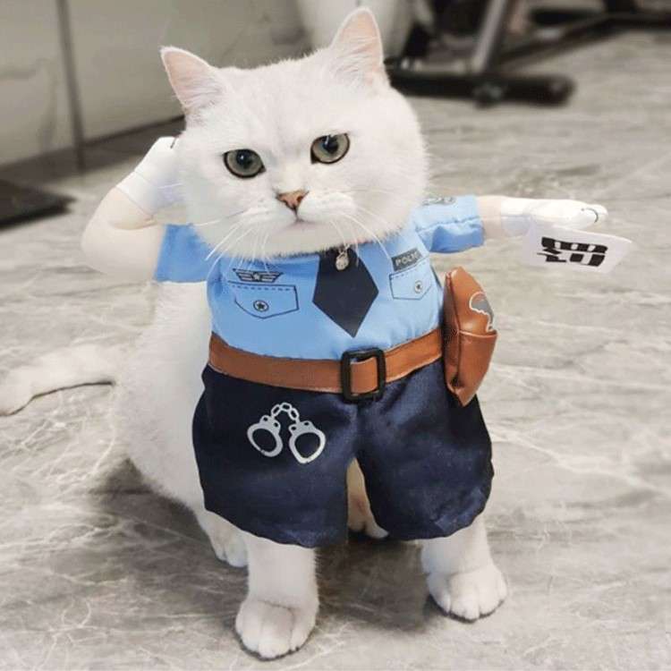 猫服  コスプレ | ネコ用警察官制服コスプレセット
