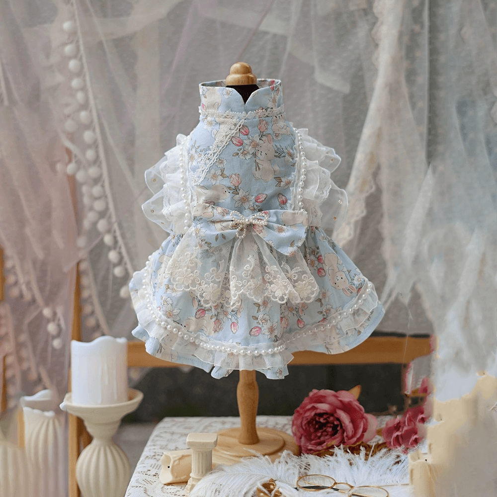 猫服  洋服 | ふわふわレースの猫用プリンセスドレス