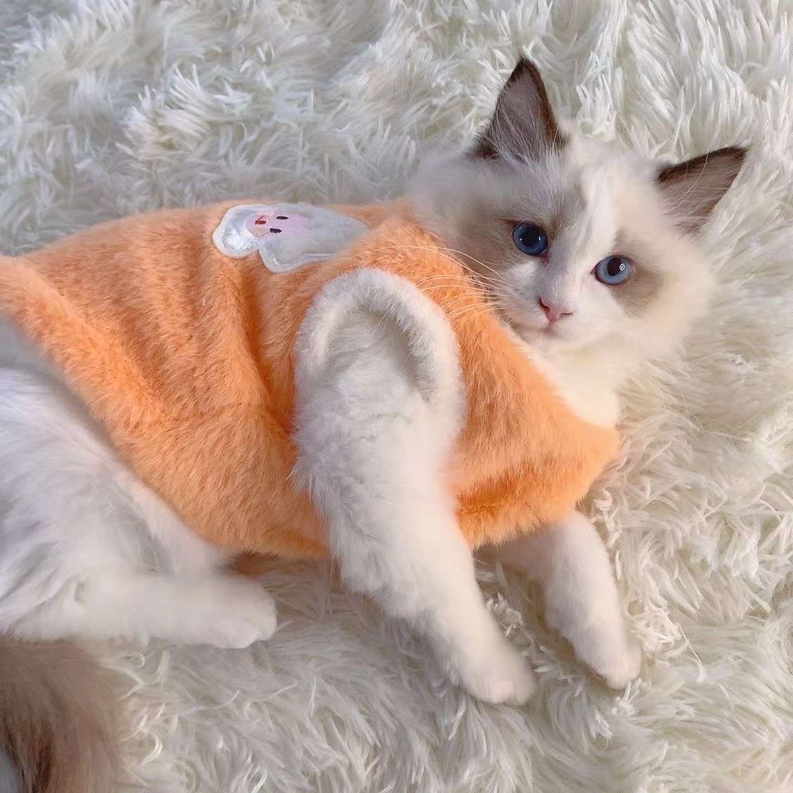 猫服  防寒服 | モフモフ天使のおくるみワンピース