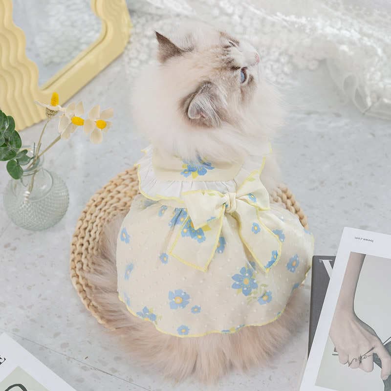 猫服  小花柄リボンワンピース