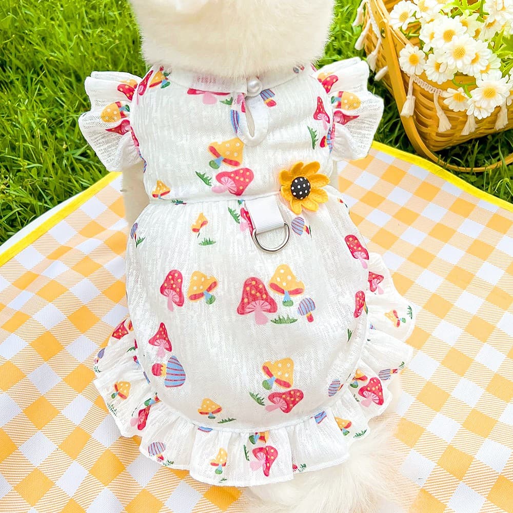 猫服  きのこ模様のフリルワンピース
